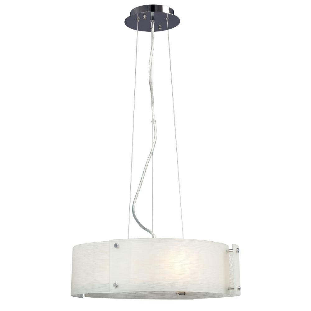 LED Pendant Light - in Polished Chrome finish with Frosted Textured Glass