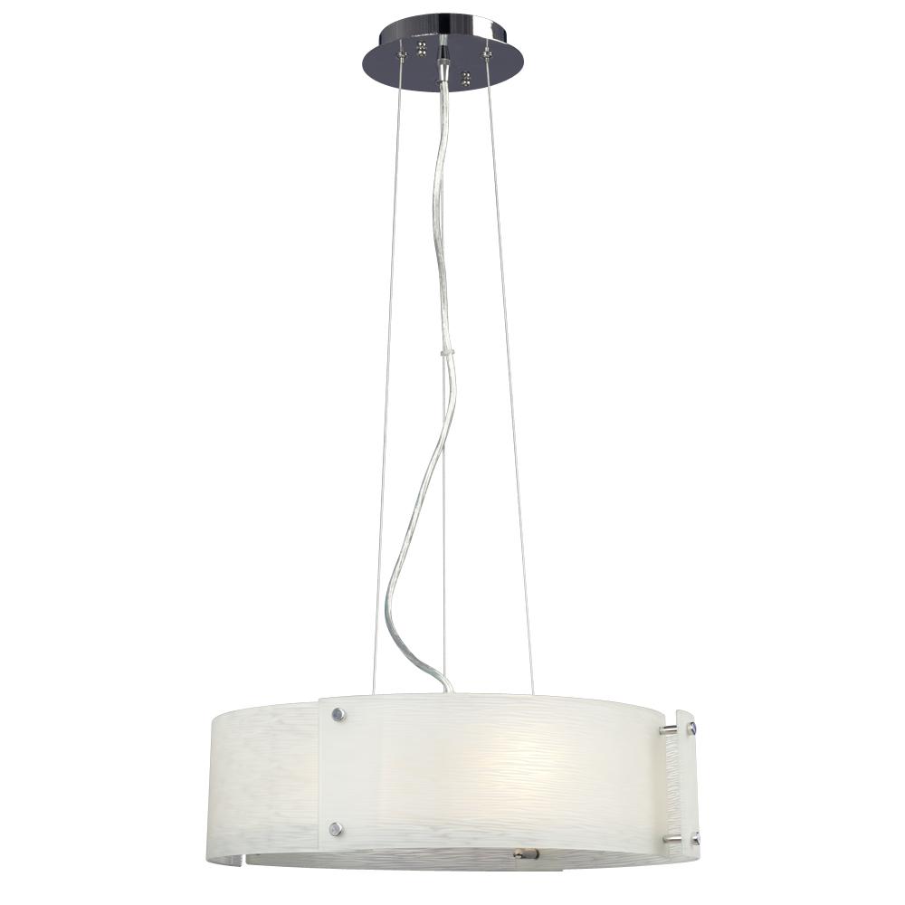 3-Light Pendant Chrome with Frosted Textured Glass Shade w/Frosted Bottom Glass