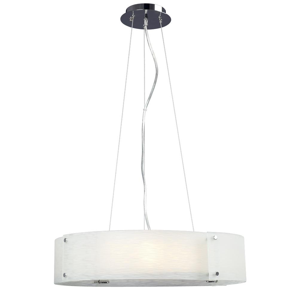 4-Light Pendant Chrome with Frosted Textured Glass Shade w/Frosted Bottom Glass