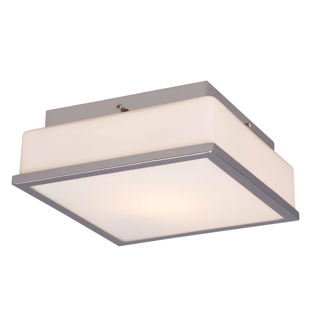 Square Flush Mount Ceiling Light - in Polished Chrome finish with Opal White Glass
