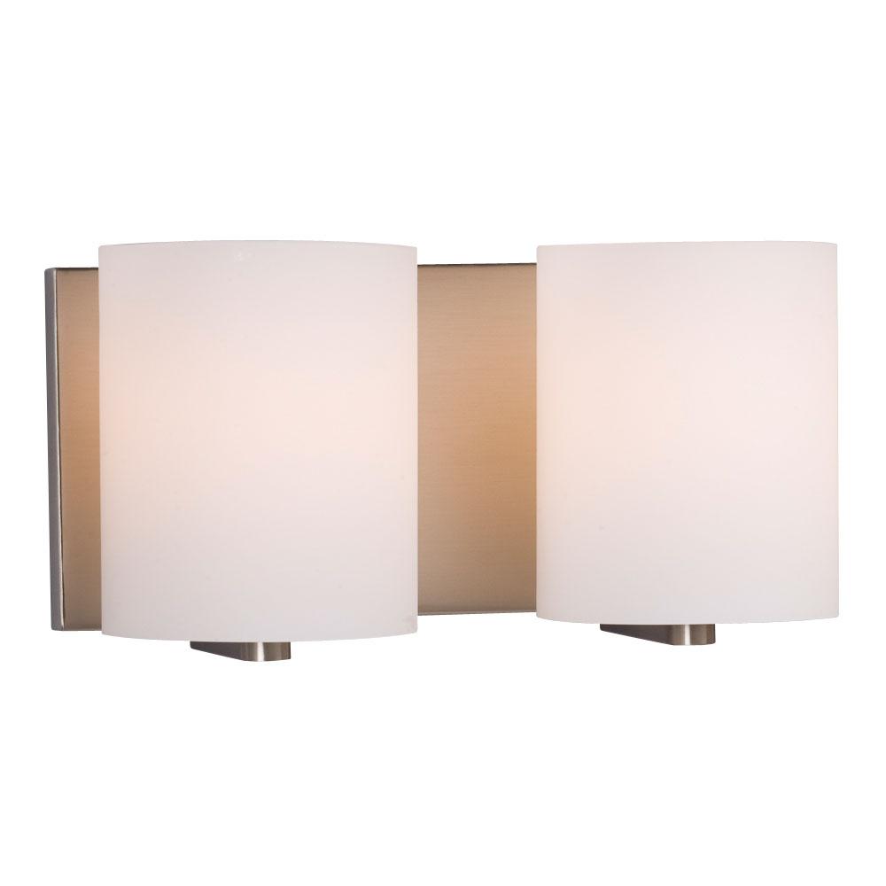 2-Light Bath & Vanity Light - in Brushed Nickel finish with Satin White Glass