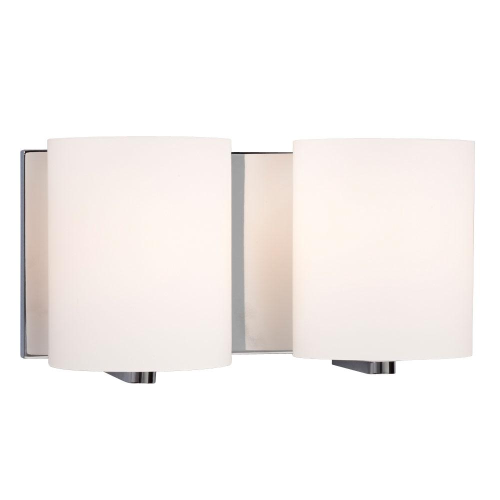 2-Light Bath & Vanity Light - in Polished Chrome finish with Satin White Glass