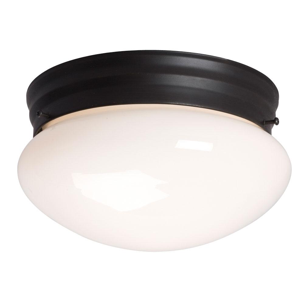 Utility Flush Mount Ceiling Light - in Oil Rubbed Bronze finish with White Glass