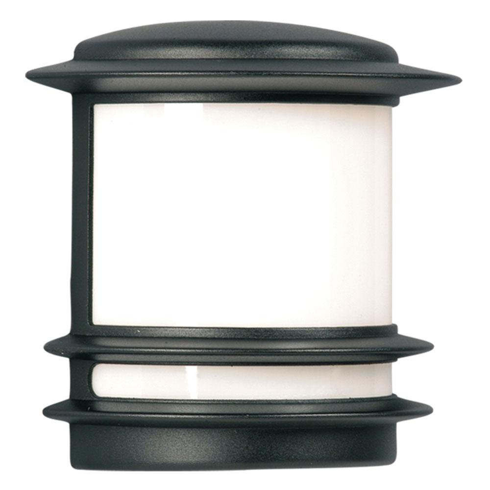 120-277V LED Outdoor Cast Aluminum Wall Mount Fixture - in Black Finish with Polycarbonate Lens