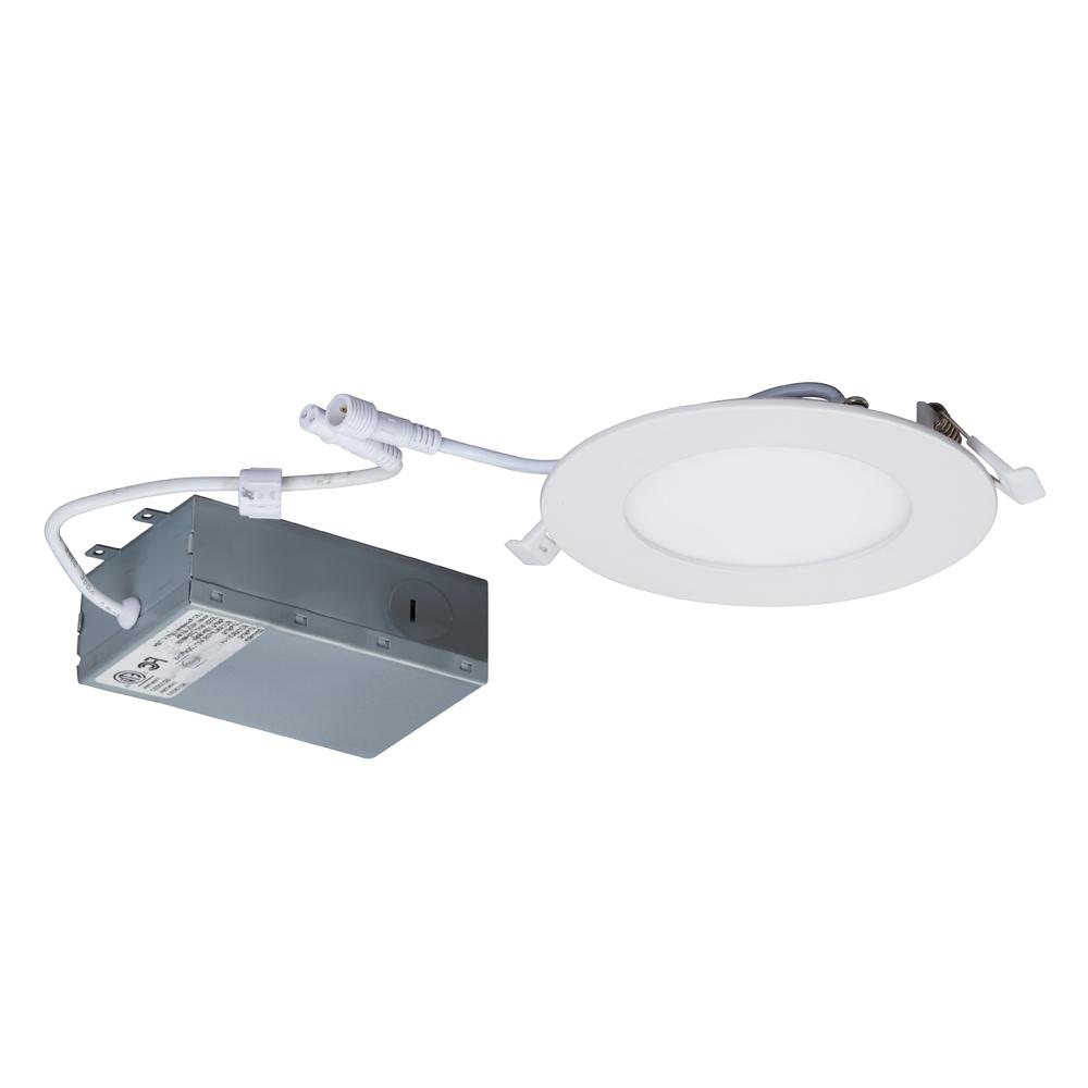 Dimmable 120V 4" LED IC Rated Slim Round Panel Light - in White Finish 3000K, FT6 Wires