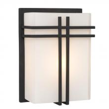 Galaxy Lighting 215640BK - 1-Light Outdoor/Indoor Wall Sconce - Black with Satin White Glass
