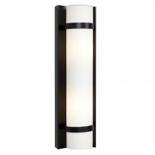 Galaxy Lighting 215661BK - 2-Light Outdoor/Indoor Wall Sconce - Black with Satin White Cylinder Glass