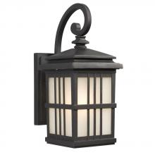 Galaxy Lighting 320440BK - 1-Light Outdoor Wall Mount Lantern - Black with Frosted Seeded Glass