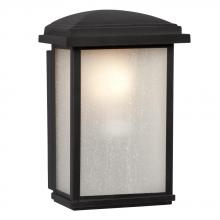 Galaxy Lighting 320490BK - 1-Light Outdoor Wall Mount Lantern - Black with Frosted Seeded Glass