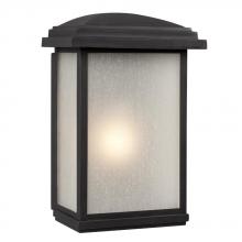 Galaxy Lighting 320690BK - 1-Light Outdoor Wall Mount Lantern - Black with Frosted Seeded Glass