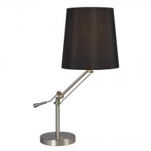 Galaxy Lighting 514850BN/BK - 1-Light Table Lamp - Brushed Nickel with Black Linen Fabric Shade & Adjustable Arm