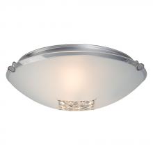 Galaxy Lighting 614403CH-213EB - 2-Light Flush Mount - Polished Chrome with Satin White Glass Shade and Crystal Accents