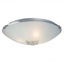 Galaxy Lighting 614404CH-213NPF - 3-Light Flush Mount - Polished Chrome with Satin White Glass Shade and Crystal Accents