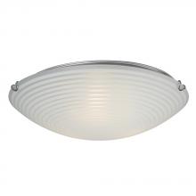 Galaxy Lighting 615294CH - 3-Light Flush Mount - Polished Chrome with White Striped Glass Shade