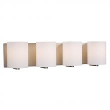 Galaxy Lighting 710234BN - 4-Light Vanity Light - Brushed Nickel with Satin White Cylinder Glass