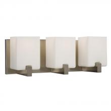 Galaxy Lighting 710283BN - 3-Light Vanity Light - Brushed Nickel with Square White Opal Glass Shades