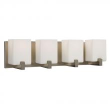 Galaxy Lighting 710284BN - 4-Light Vanity Light - Brushed Nickel with Square White Opal Glass Shades