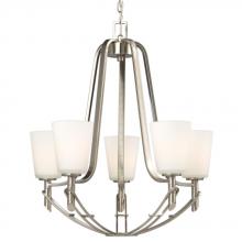 Galaxy Lighting 811473BN - Five Light Chandelier - Brushed Nickel with Satin White Glass