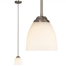 Galaxy Lighting 913024BN - Mini-Pendant  w/6",12",18" Extension Rods - Brushed Nickel with Satin White Glass
