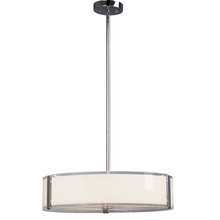 Galaxy Lighting 914295CH - 4-Light Pendant - Polished Chrome with White Opal/Clear Glass (incl. 6", 12" & 18" Exten