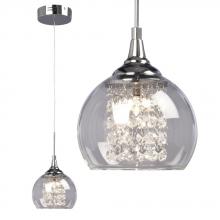 Galaxy Lighting 916091CH - 1-Light Mini Pendant - Polished Chrome with Clear Crystal Beads & Clear Glass Shade