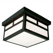 Galaxy Lighting L306120BK012A1 - 120-277V LED Outdoor Flush Mount Ceiling Fixture - in Black Finish with White Marbled Glass