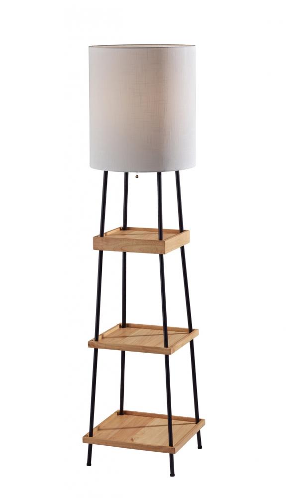 Henry Adesso Charge Shelf Floor Lamp-Natural