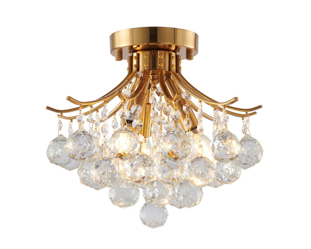 Metal & Crystal Semi Flush Mount