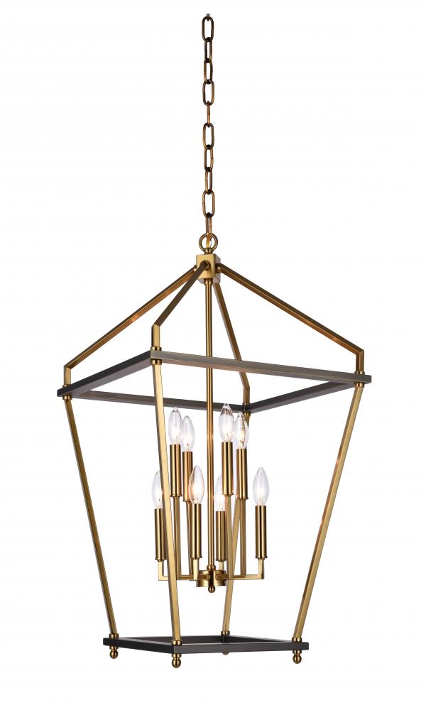 Antique Brass & Black Chandelier